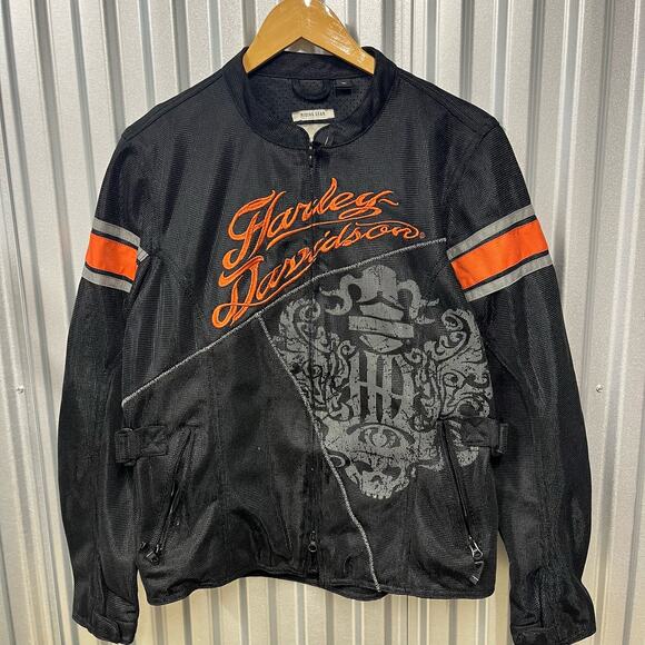 Harley Davidson Motorcycle Riding Gear SZ L Black and Orange - Picture 1 of 3